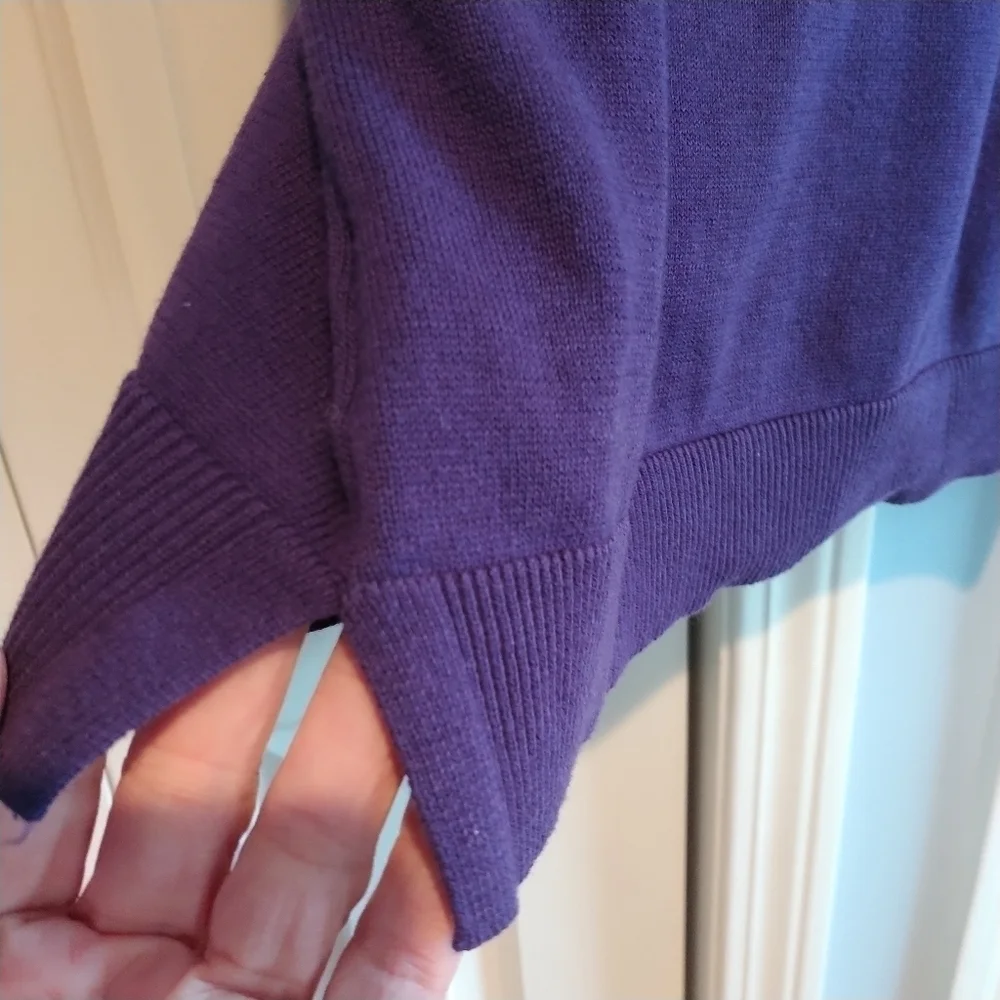 Karen Scott Classic Purple Cotton Pullover V Neck Sweater Top L - Picture 9 of 9